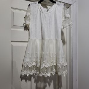 Dressy Top, Junior Girls Medium, Journey Five, White Lace